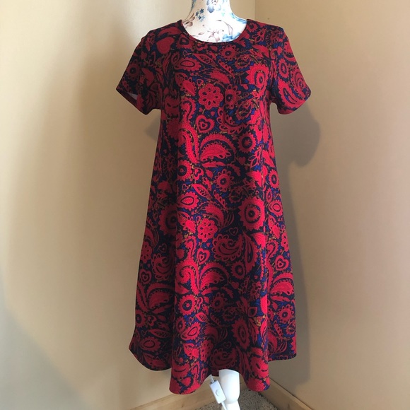 LuLaRoe Dresses & Skirts - Lularoe red, royal blue,& black Carly dress size S
